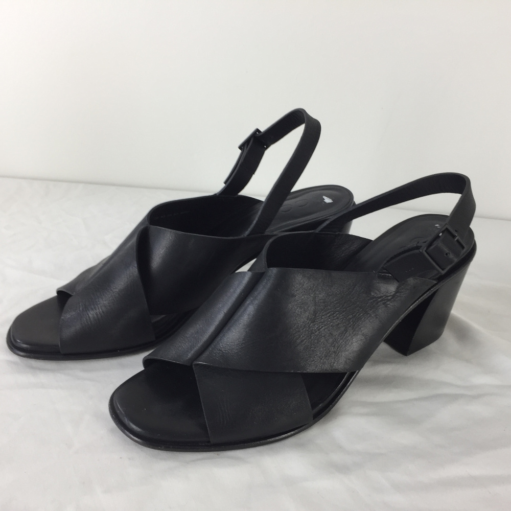 COS Black Leather Crisscross Slingback Sandals